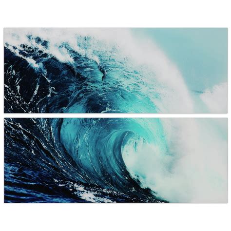 Blue Wave Abstract Wall Art Printed On Free Floating Tempered Glass