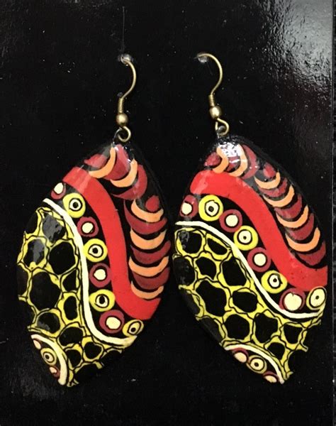 Iwantja Aboriginal Arts Lacquered Earrings Iwantja Art Shield