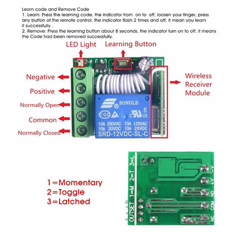 Dc 12v 10a 1ch 433mhz Relay Wireless Rf Remote Control Switch Receiver