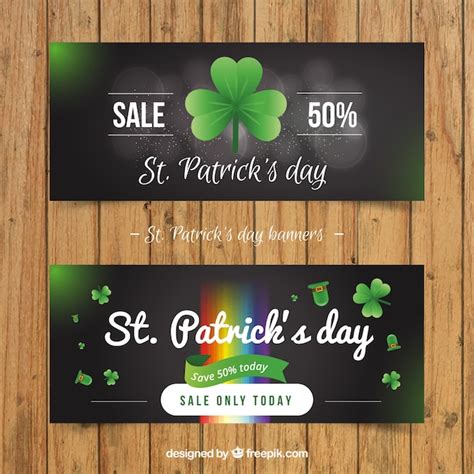 Premium Vector Saint Patrick Day Sale Black Banner Pack