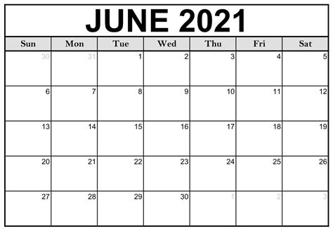 Free June Calendar 2021 Printable Pdf Word Excel Templates