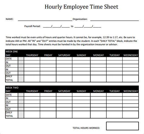 Work Hours Excel Template Doctemplates