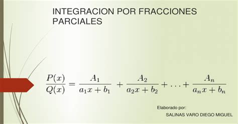 Integración Por Fracciones Parciales Pptx Powerpoint