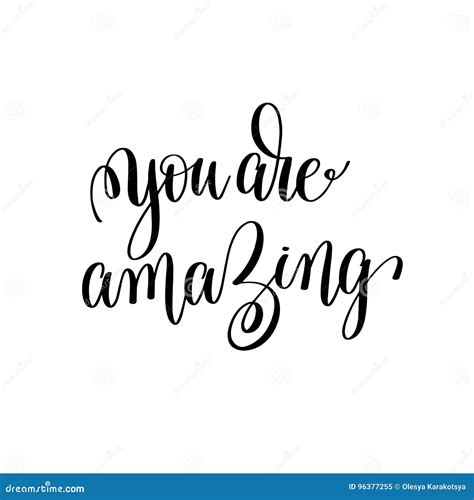 You Are Amazing Black And White Modern Brush Calligraphy Stock Vector