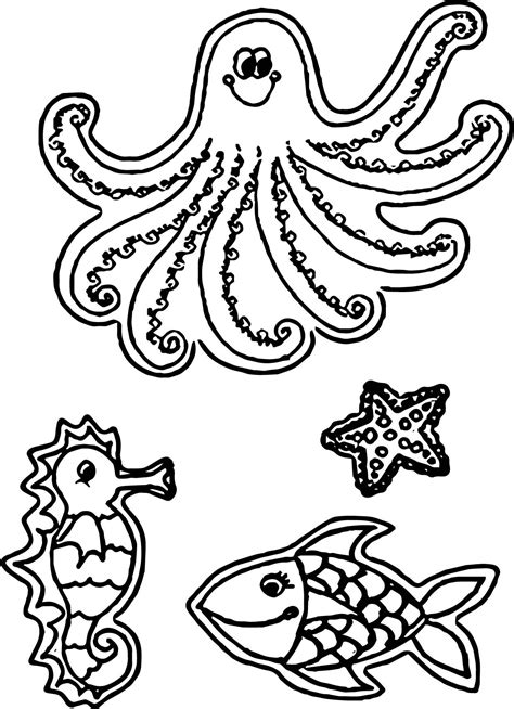 Nice Sea Creatures Coloring Page Sea Creature Coloring Pages Clear