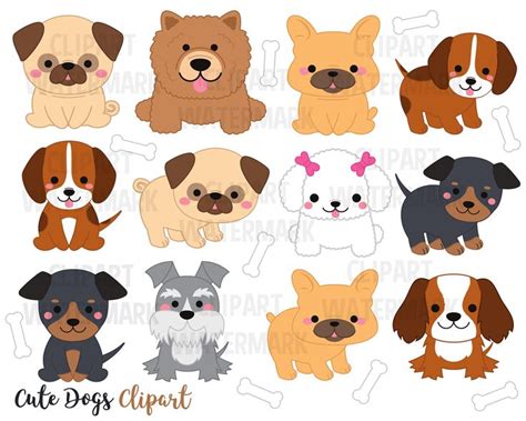 Dogs Clipart Dogs Clip Art Cute Puppy Clipart Kawaii Dogs Clipart