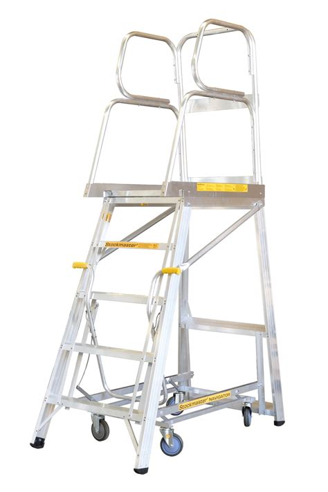 150kg Rated Stockmaster Mobile Work Platform Ladder Navigator 28m