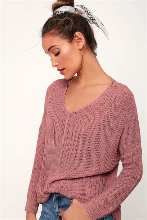 Cute Dusty Pink Sweater Sheer Knit Sweater Sweater Top Lulus