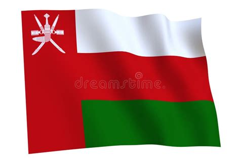 Flag Of Oman Waving In The Wind Isolated White Background Omani Flag