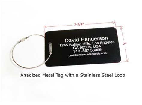 Custom Engraved Metal Luggage Tag 6 Colors Available Personalized Ebay
