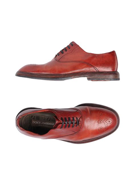 Dolce And Gabbana Leather Lace Up Shoe In Red For Men Lyst