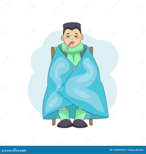 Young Male Character Cartoon Cold Isolated On White Background Stock
