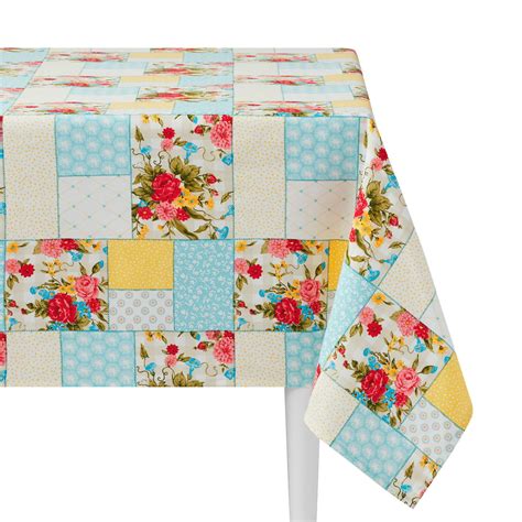 The Pioneer Woman Sweet Rose Patchwork Fabric Tablecloth 52 W X 70 L