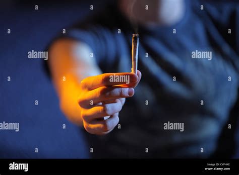 Smoking Joint Hand Close Up Copy Space Stock Photo Alamy