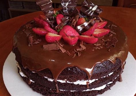 Torta Desnuda De Chocolate Y Fresas 🍫🍓😋 Naked Cake🤭 Receta De Luis Cookpad