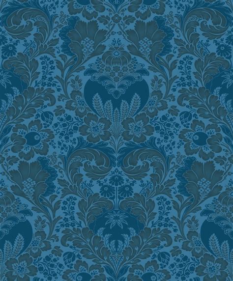 43 Blue And Gold Damask Wallpaper