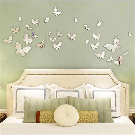 12x Mirror Sliver 3d Butterflies Wall Stickers Party Wedding Decor Home
