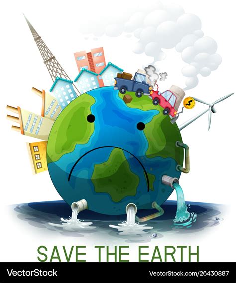 Sad Polluted Save Earth Poster Royalty Free Vector Image