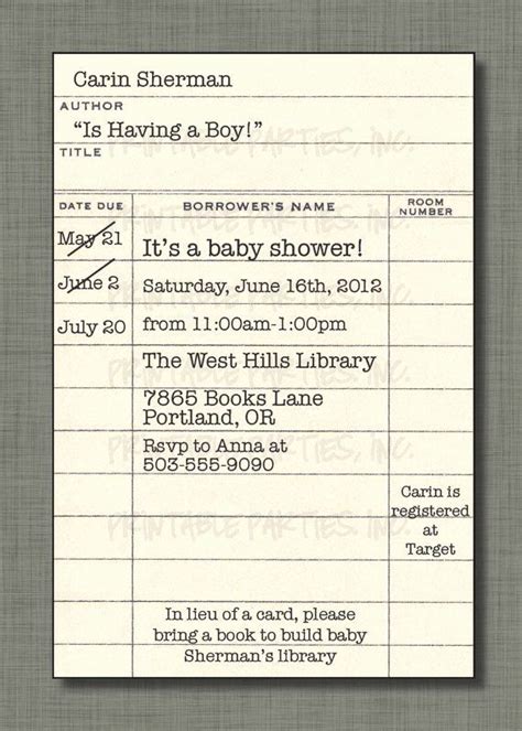 Library Card Invitation Template Beautiful Library Card Invite For Book