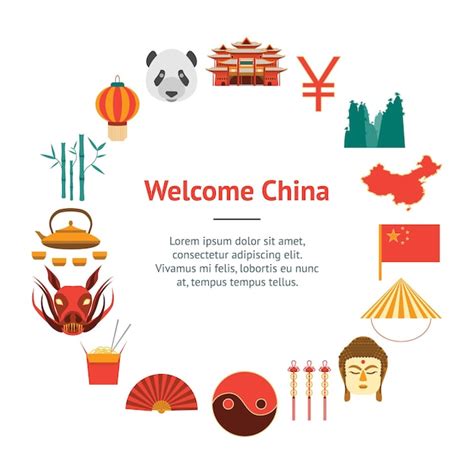 Premium Vector Cartoon Chinese Culture And Tourism Banner Card Circle