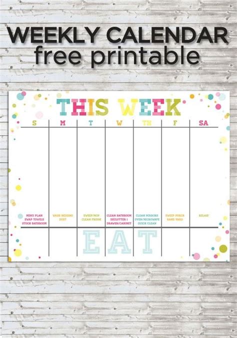 Colorful Weekly Calendar Free Printable Weekly Calendar