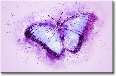 Beautiful Purple Butterfly Picture On Stretched Canvas Wall Art Décor
