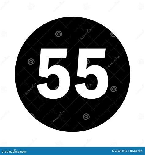 Number 55 Logo With Black Circle Background Stock Vector Illustration