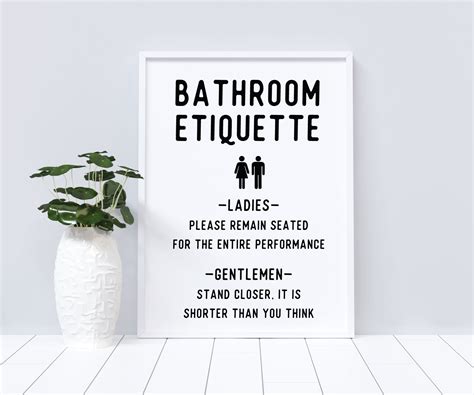 Bathroom Etiquette Restroom Rules Printable Wall Art Download Etsy Australia
