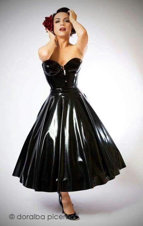 Retro Black Vinyl Dress Black Vinyl Fabric