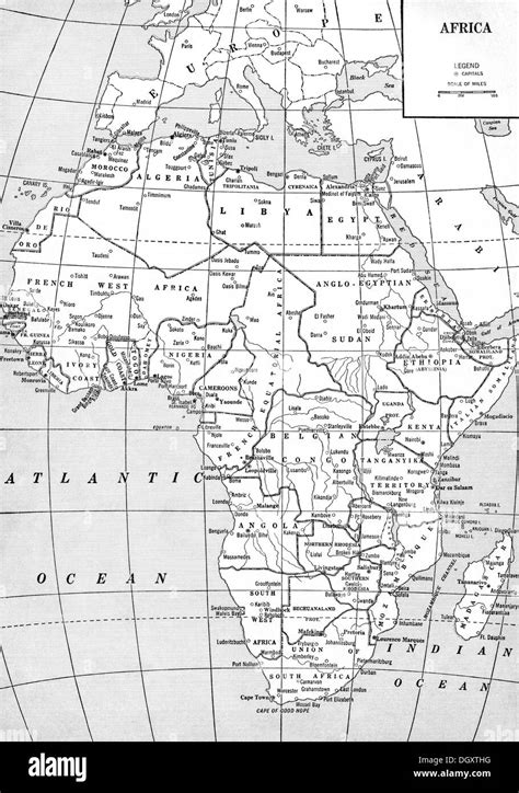 Old Map Of Africa 1930s Stock Photo Alamy