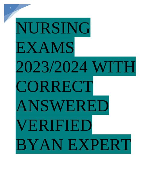 Nursing Exams 20232024 With Correct Answered Verified Byan Expert Exams Nursing Docsity