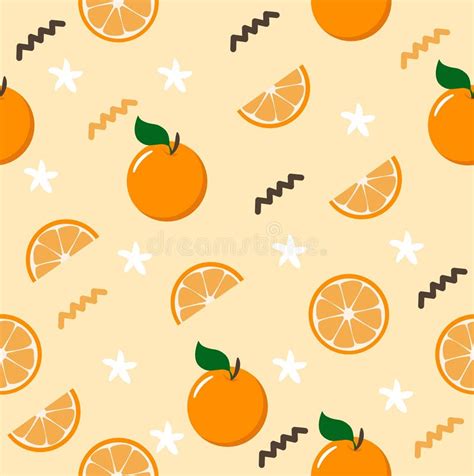 Citrus Slice Oranges Fruit Background Seamless Pattern Stock Vector
