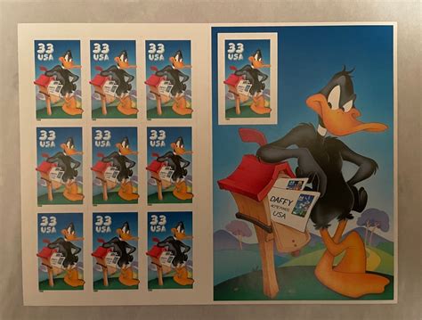 1999 Stamp Sheet Looney Toons Daffy Duck Ten 33 Cent Stamps For