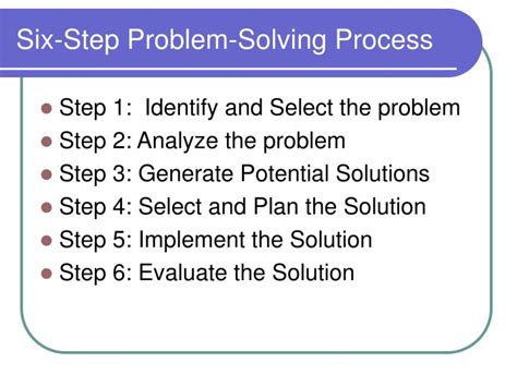 Six Step Model Of Problem Solving