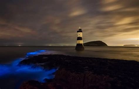 Wallpaper Sea Rocks Lighthouse Wales Trwyn Du Lighthouse For Mobile