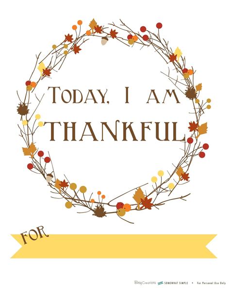 I Am Thankful For Free Printable