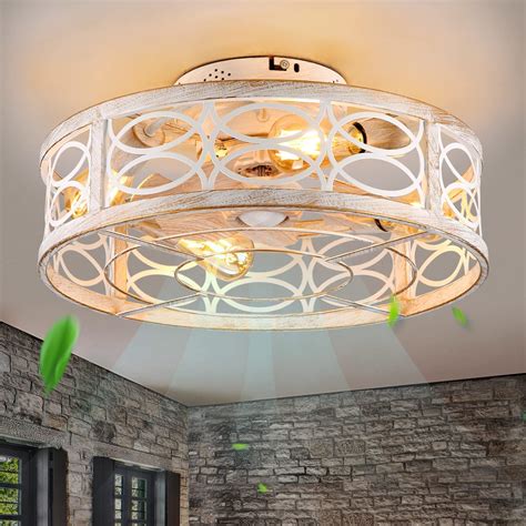 20 Caged Ceiling Fan With Light And Remoteblade White Ceiling Fans