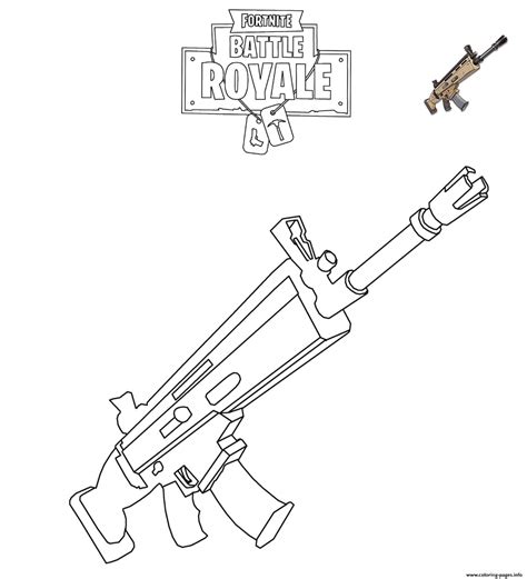 Fortnite coloring pages guns coloring pages patinsudouest. Fortnite SCAR Coloring Pages Printable