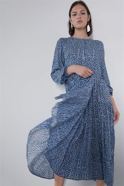 Long Printed Dress Blue Dresses Dresses Jumpsuits Woman Zara