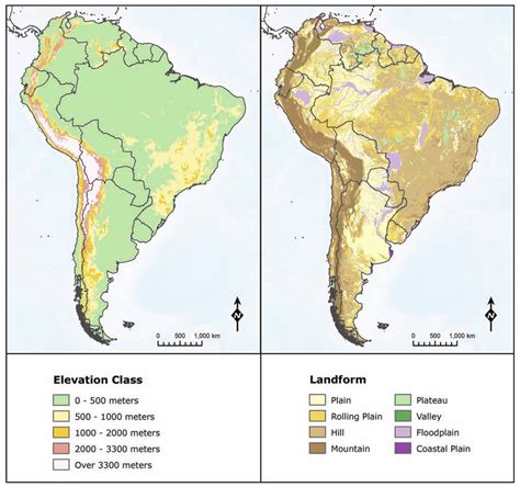 Elevation Classes And Landforms Of South America Derived From A