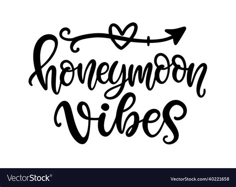 honeymoon vibes hand written lettering template vector image
