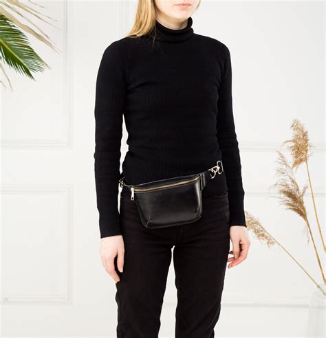 Black Leather Fanny Pack Womenblack Leather Fanny Pack Etsy