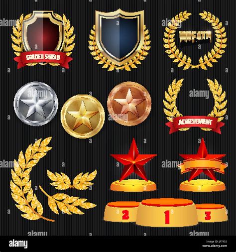 Vector Awards And Trophies Collection Golden Badges And Labels