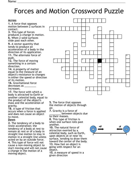 Forces And Motion Crossword Puzzle Wordmint