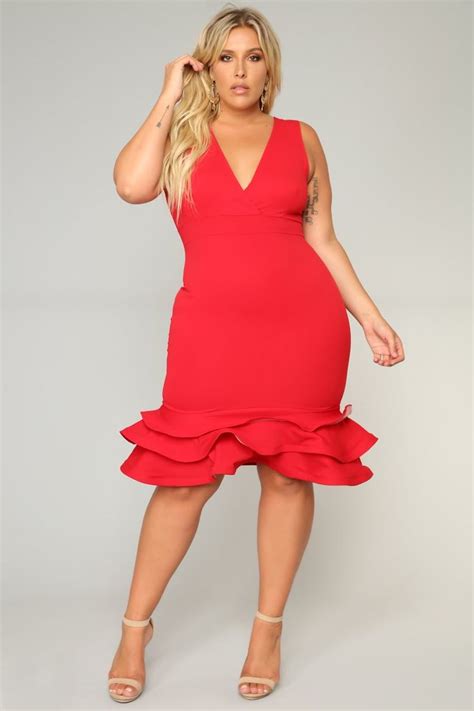 Dates With Babe Ruffle Dress Red Red Dress Plus Size Cocktail Dresses Trendy Dresses