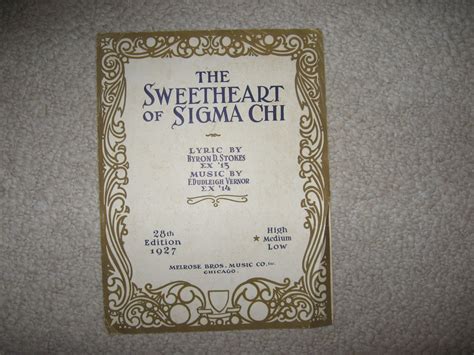 The Sweetheart Of Sigma Chi Vintage Sheet Music Circa 1927