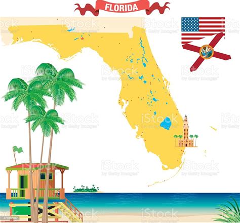 Ilustración De Dibujo Mapa De Florida Y Más Vectores Libres De Derechos
