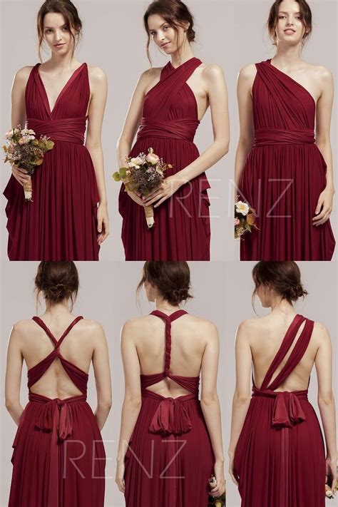 Infinity Bridesmaid Dress Maroon Red Jersey Dress Long Sash Etsy In