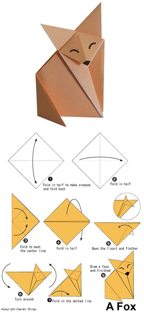 Cute Origami Fox Origami Patterns Origami Shapes Origami Tutorial Easy