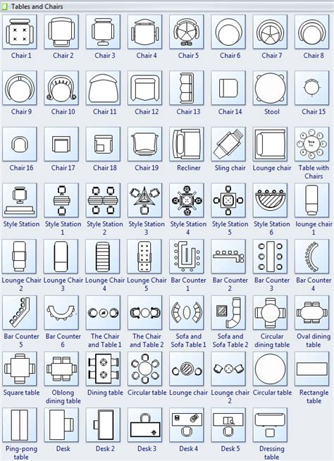 Symbols For Floor Plan Tables And Chairs